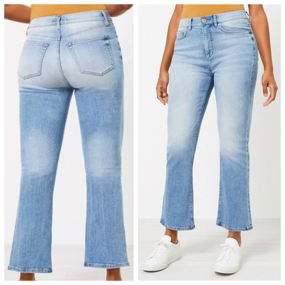 LOFT Curvy High Rise Kick Crop Jeans in Classic Indigo Wash - Picture 1 of 4